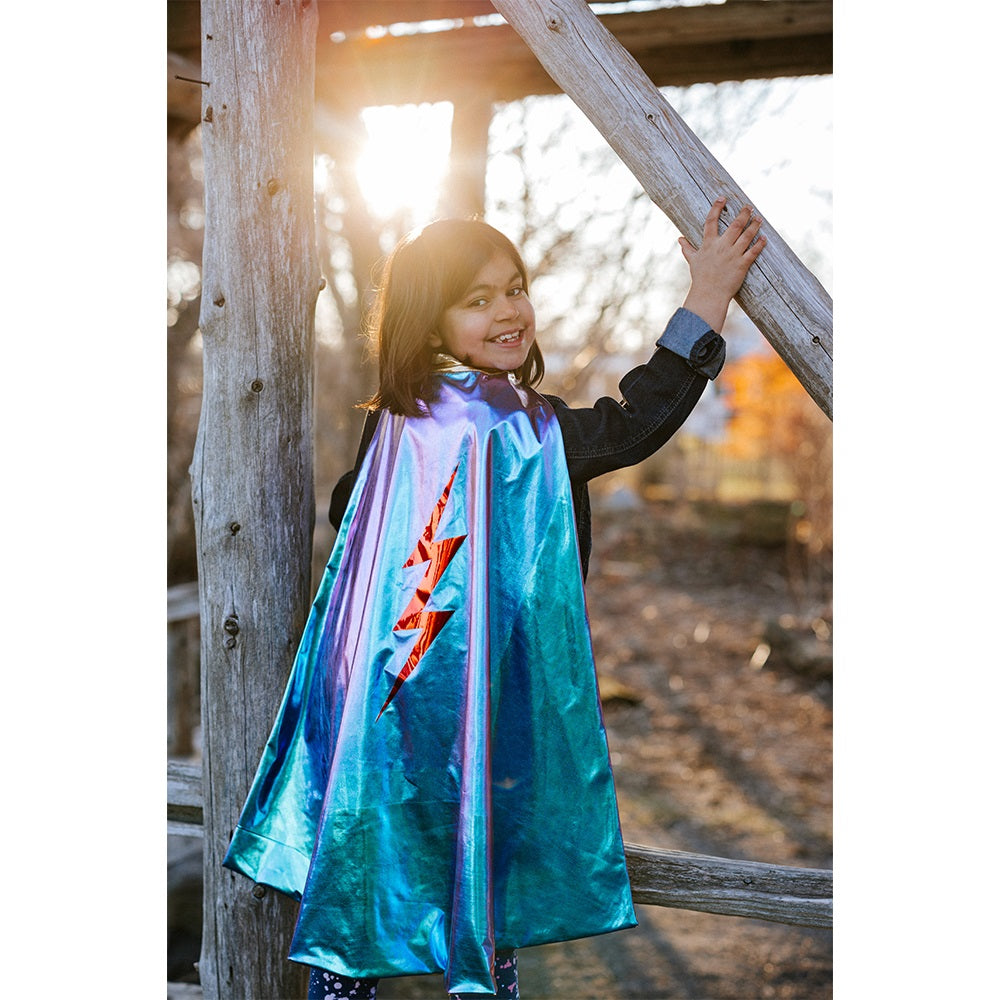 Great Pretenders double-sided iridescent cape with thunderbolt 4-6 years