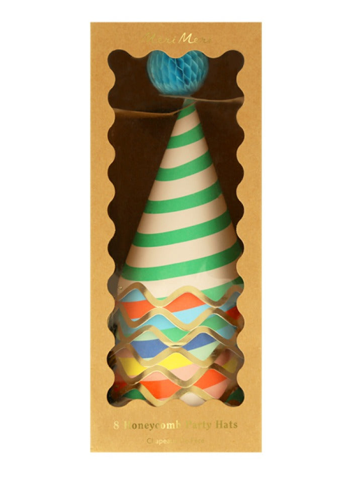 Set of 8 Striped Paper Party Hats - Meri Meri