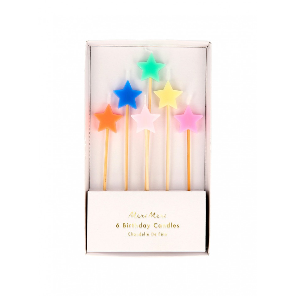 Set of 6 Star of colorful candles - Meri Meri 