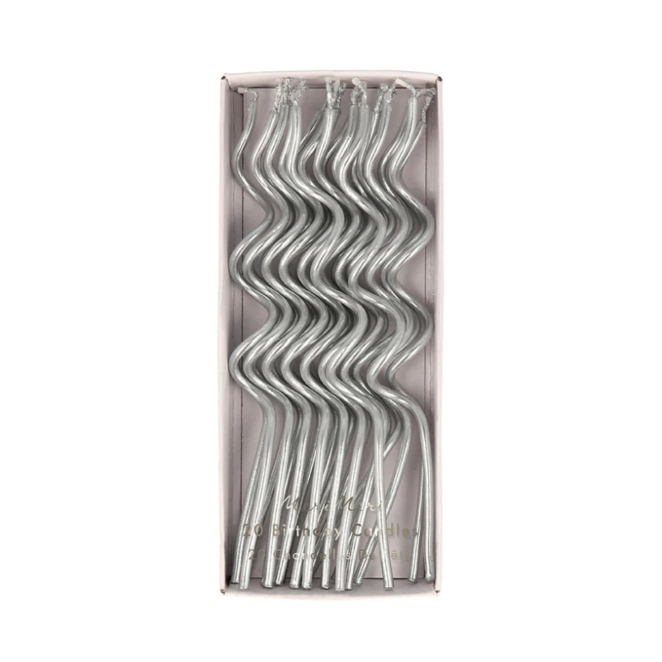 Silver Candles Swirly20 pcs