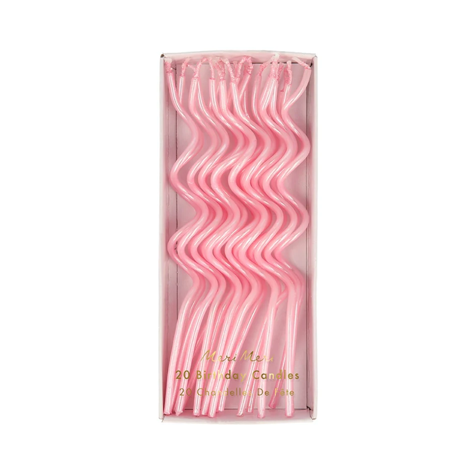 Pink Swirly Candles 20 pcs