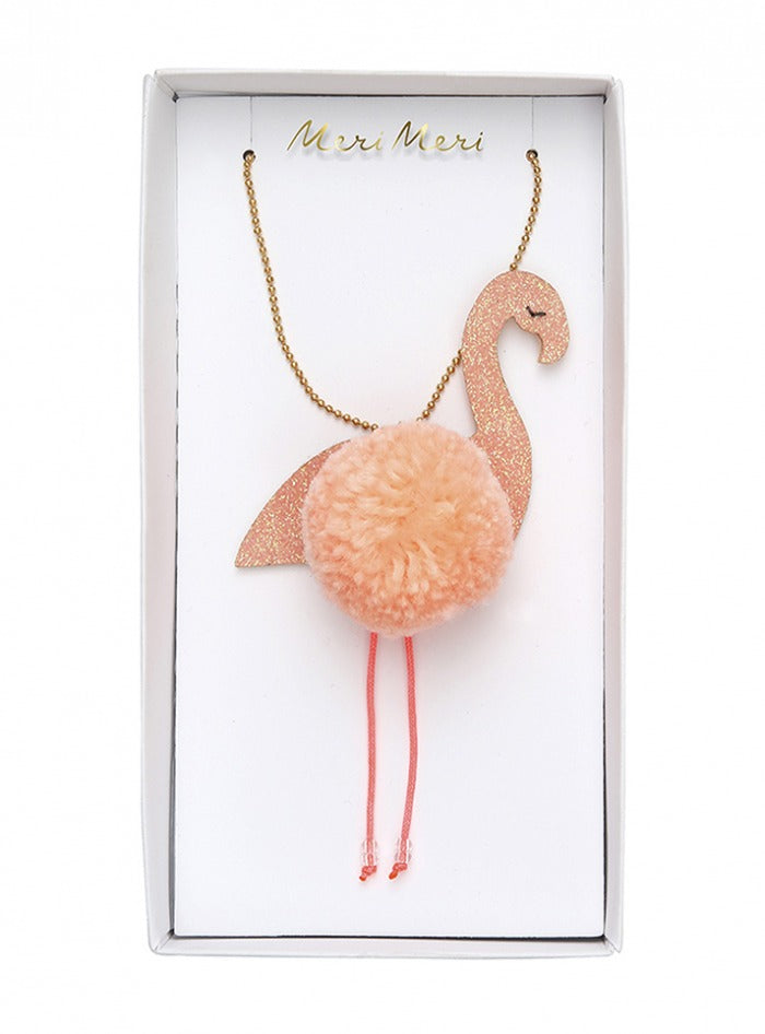 Κολιέ Φλαμίνγκο με Pom Pom και glitter