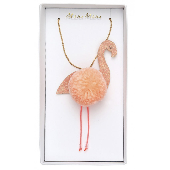 Κολιέ Φλαμίνγκο με Pom Pom και glitter