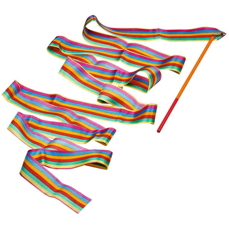 Colorful rhythmic ribbon 200x4.5cm on a wooden base Moses