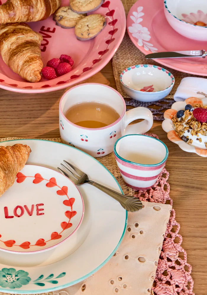 Ceramic Capuccino mug in white with Cherries  200ml Rice