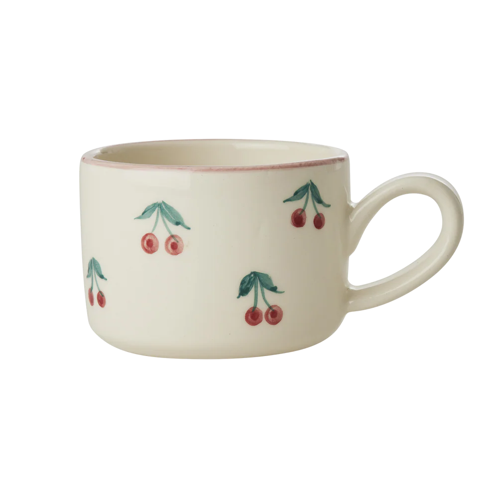 Κεραμική κούπα Capuccino σε λευκό με κεράσια 200ml Rice