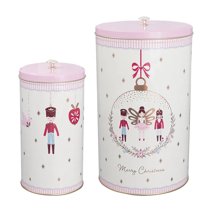 Set of 2pcs Round box tall Cindarella white - Christmas Decoration