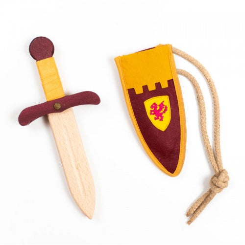 Kid's wooden Dagger Camelot + Garnet Pouch