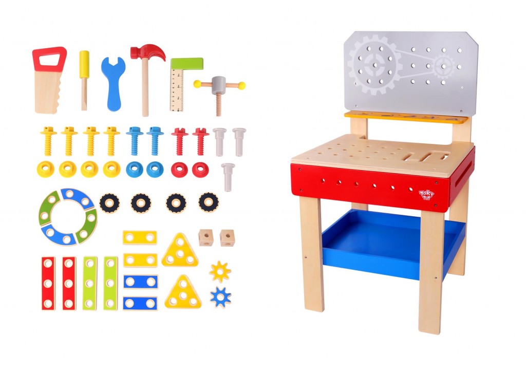 Ξύλινο παιδικό παιχνίδι πάγκος εργαλείων 45x31x81εκ. 3ετών+ Tooky Toy