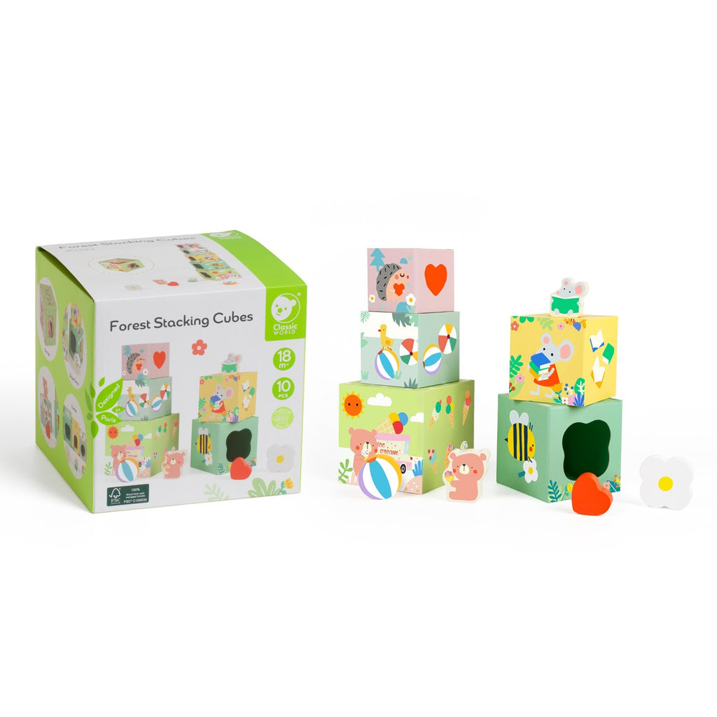 Παιδικό παιχνίδι Κύβοι στοίβαξης Ζώα του Δάσους 18+ μηνών