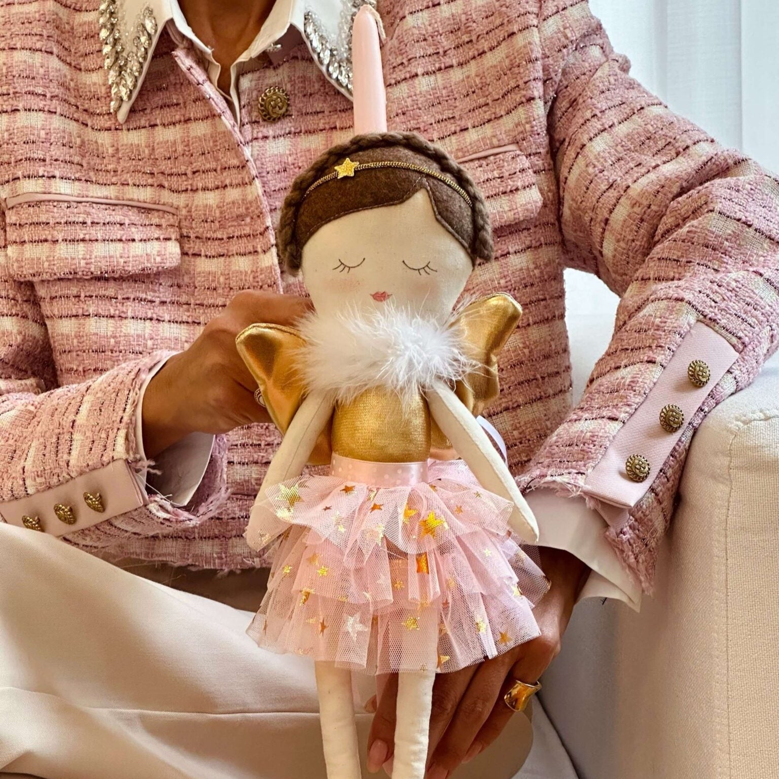 Handmade Easter candle Mrs Angel with wings