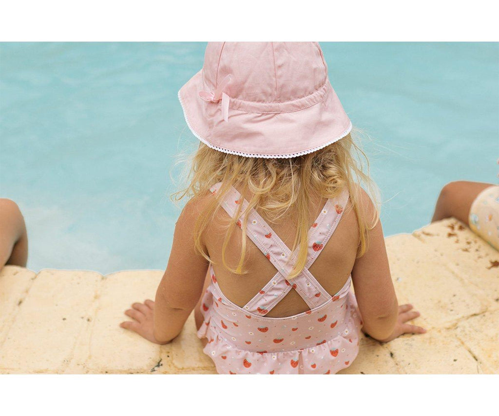 Crossed One-Piece Costume with Ruffles UPF 50+ 18-24 months Strawberries Monnëka size xs