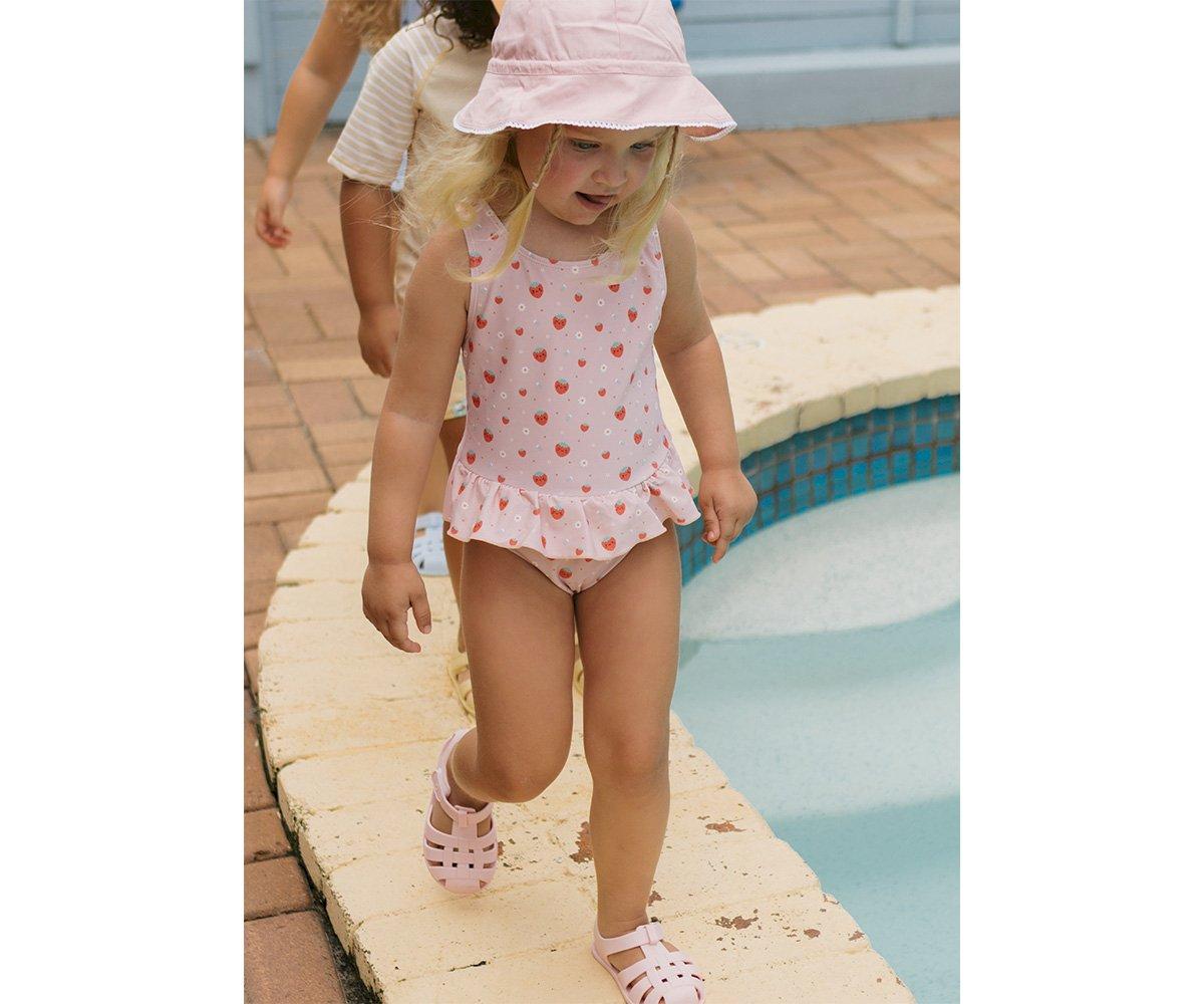 Crossed One-Piece Costume with Ruffles UPF 50+ 18-24 months Strawberries Monnëka size xs