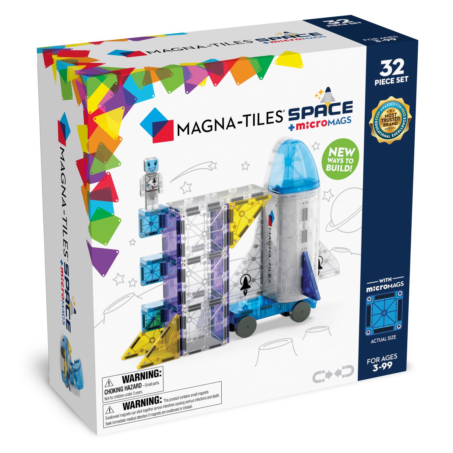 Μαγνητικό Παιχνίδι 32 κομματιών Space + Micro mags 3ετών+ Magna-Tiles 242032
