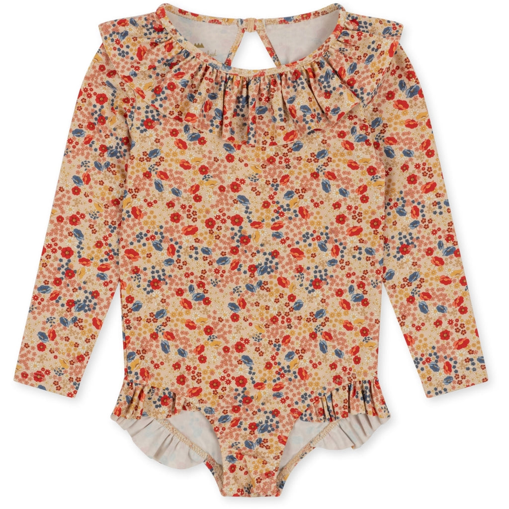 Παιδικό μακρυμάνικο φλοραλ ολόσωμο μαγιό Villetta 6M-10Y Konges Slojd