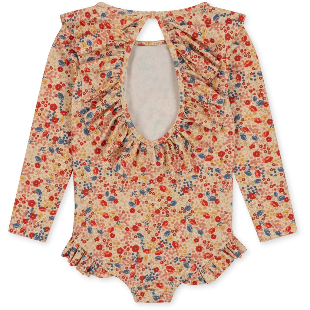 Παιδικό μακρυμάνικο φλοραλ ολόσωμο μαγιό Villetta 6M-10Y Konges Slojd