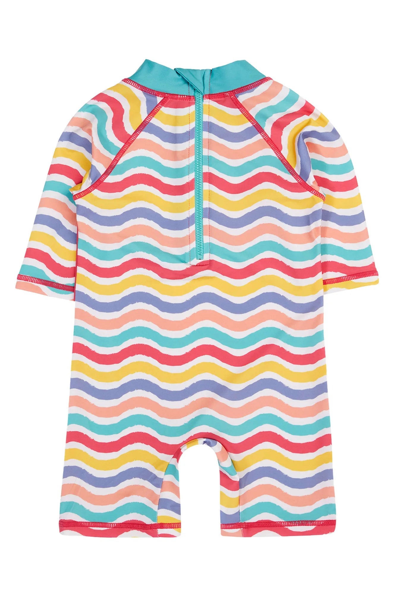 Παιδικό ολόσωμο μακρυμάνικο μαγιό με προστασία UPF50+ Rainbow Waves- Ice Cream 6M-4Y Frugi