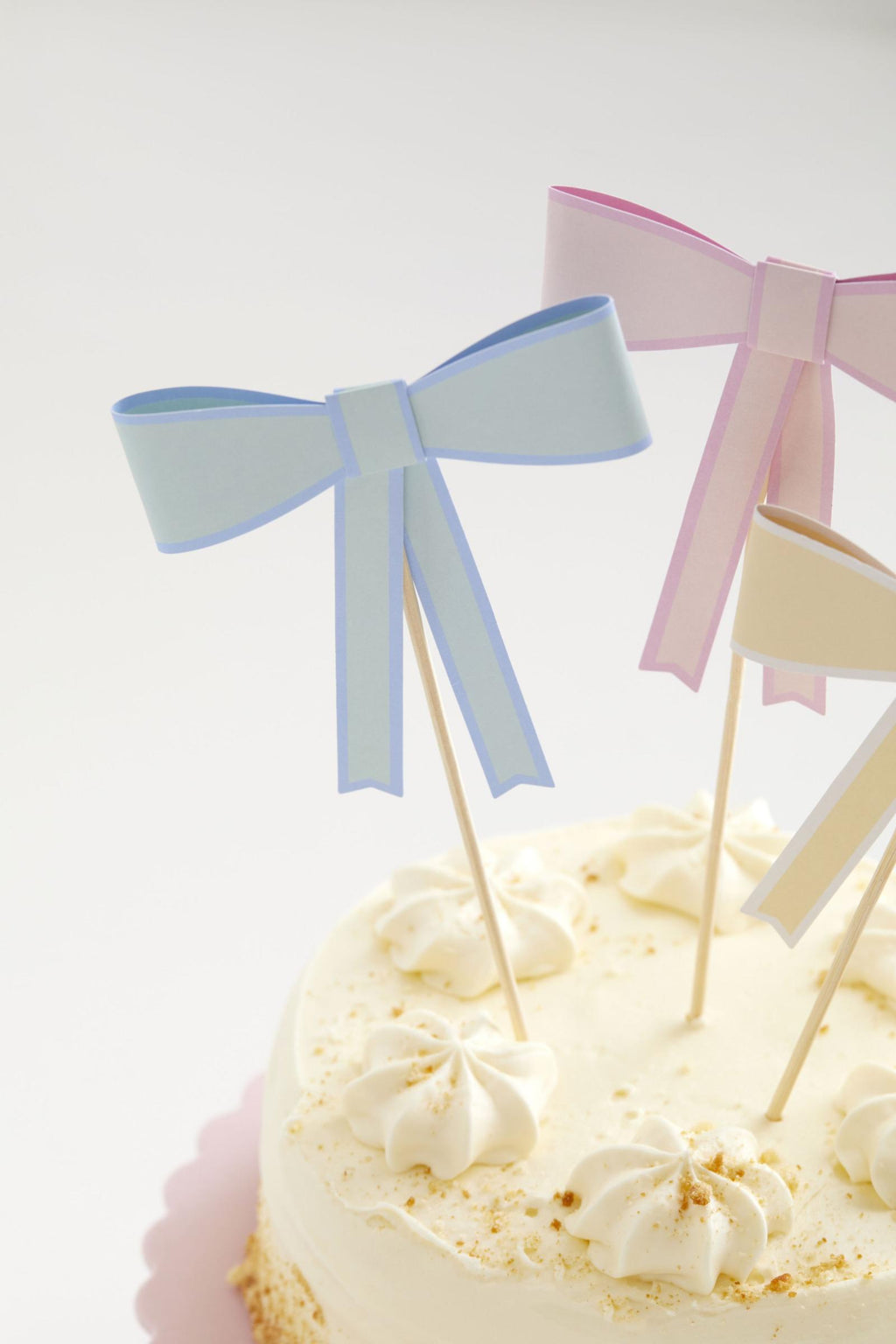 Pastel Bow Cake Decorations (3pcs)
