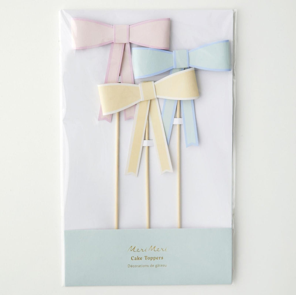 Pastel Bow Cake Decorations (3pcs)