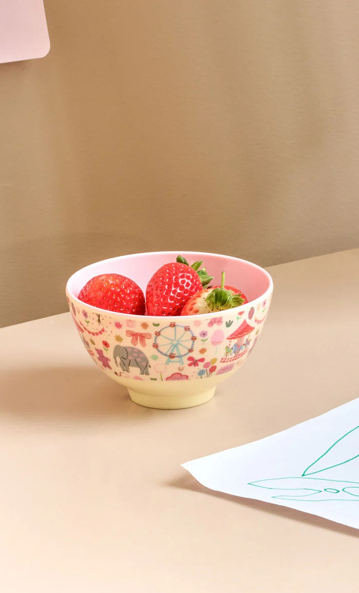 Kids melamine Bowl Fun Fair - Pink Small 300ml  Rice