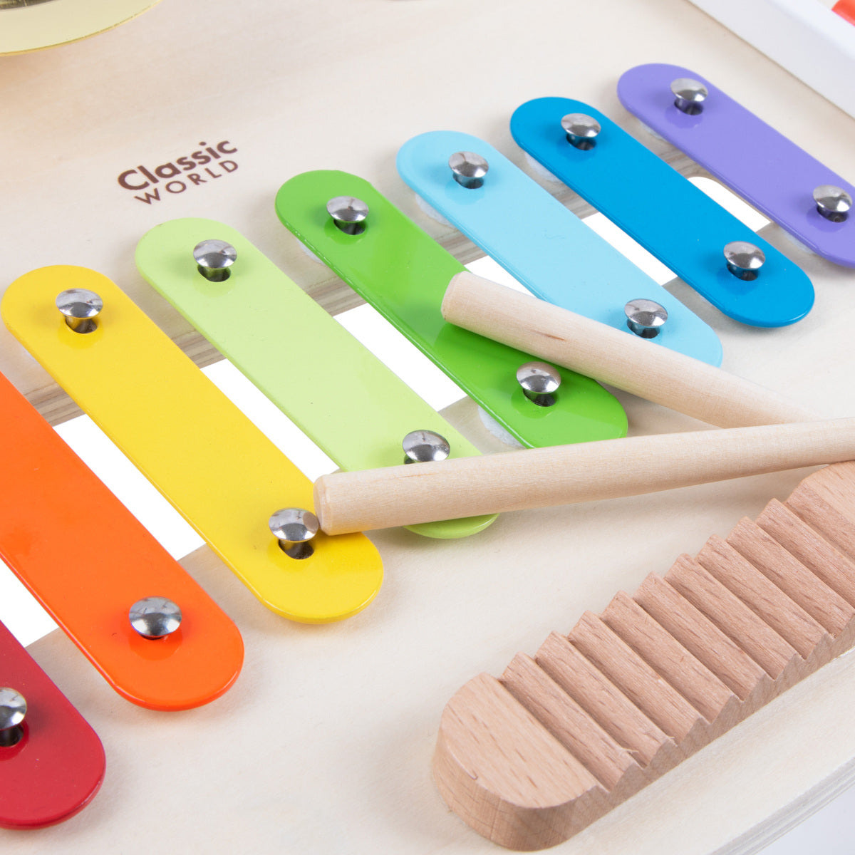 Ξύλινο παιδικό παιχνίδι drums-ξυλόφωνο μουσικό τραπέζι 49.7 x 29 x 26.4 cm 3+ ετών