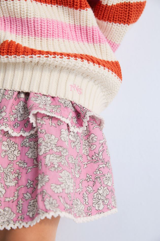 NEW Παιδική ροζ φούστα Melina με τύπωμα ιβίσκους 4-12 ετών The New Society