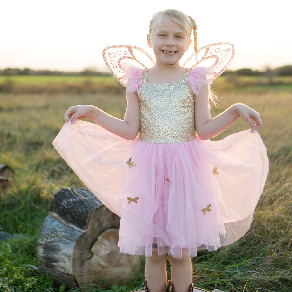 Children’s Butterfly Costume with Gold Wings (Ages 5–7)