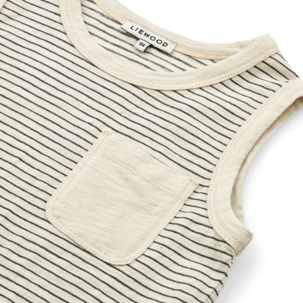 Kid's jersey Lome organic cotton Tank top Stripes Whale Blue/Sandy 3M-10Y - Liewood