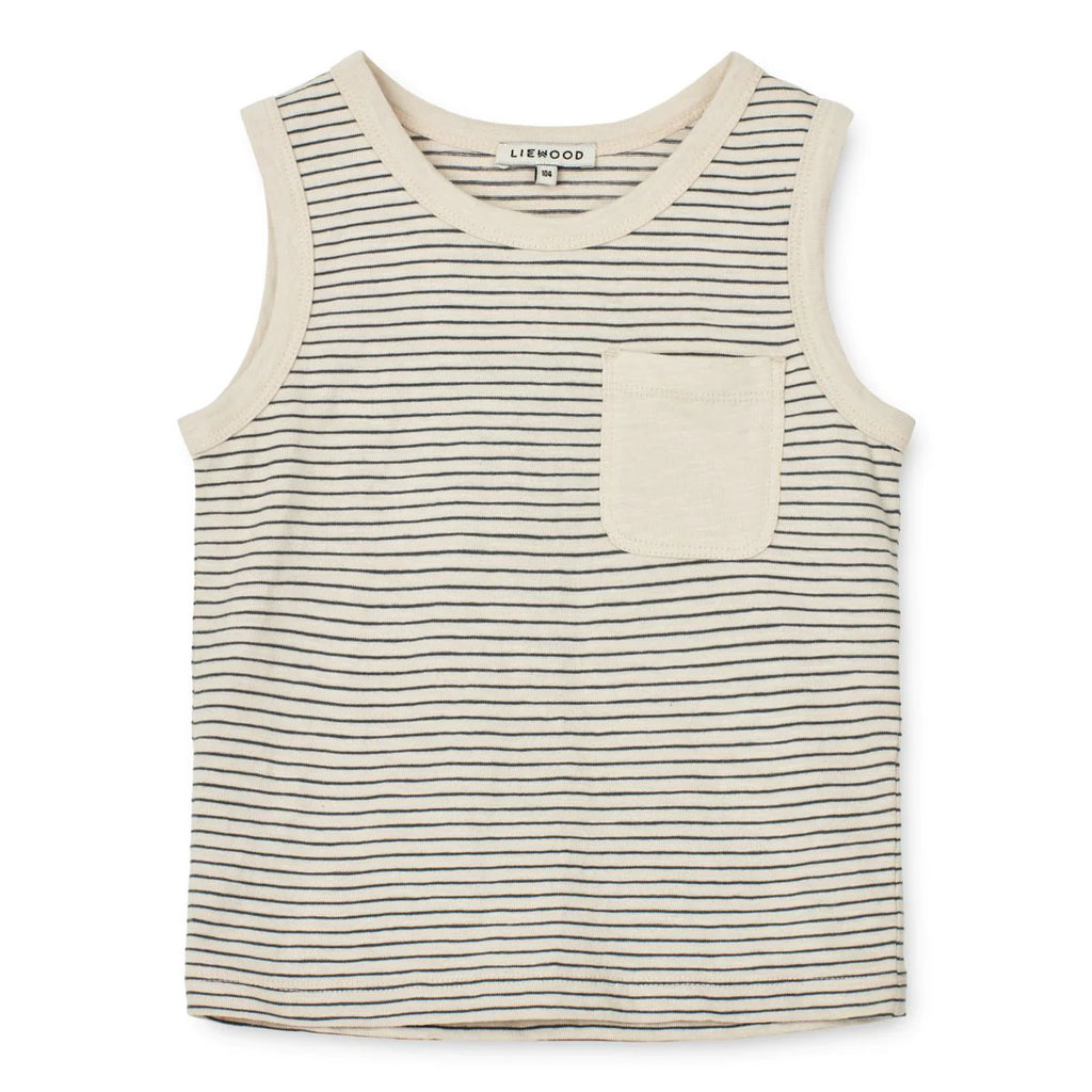 Kid's jersey Lome organic cotton Tank top Stripes Whale Blue/Sandy 3M-10Y - Liewood