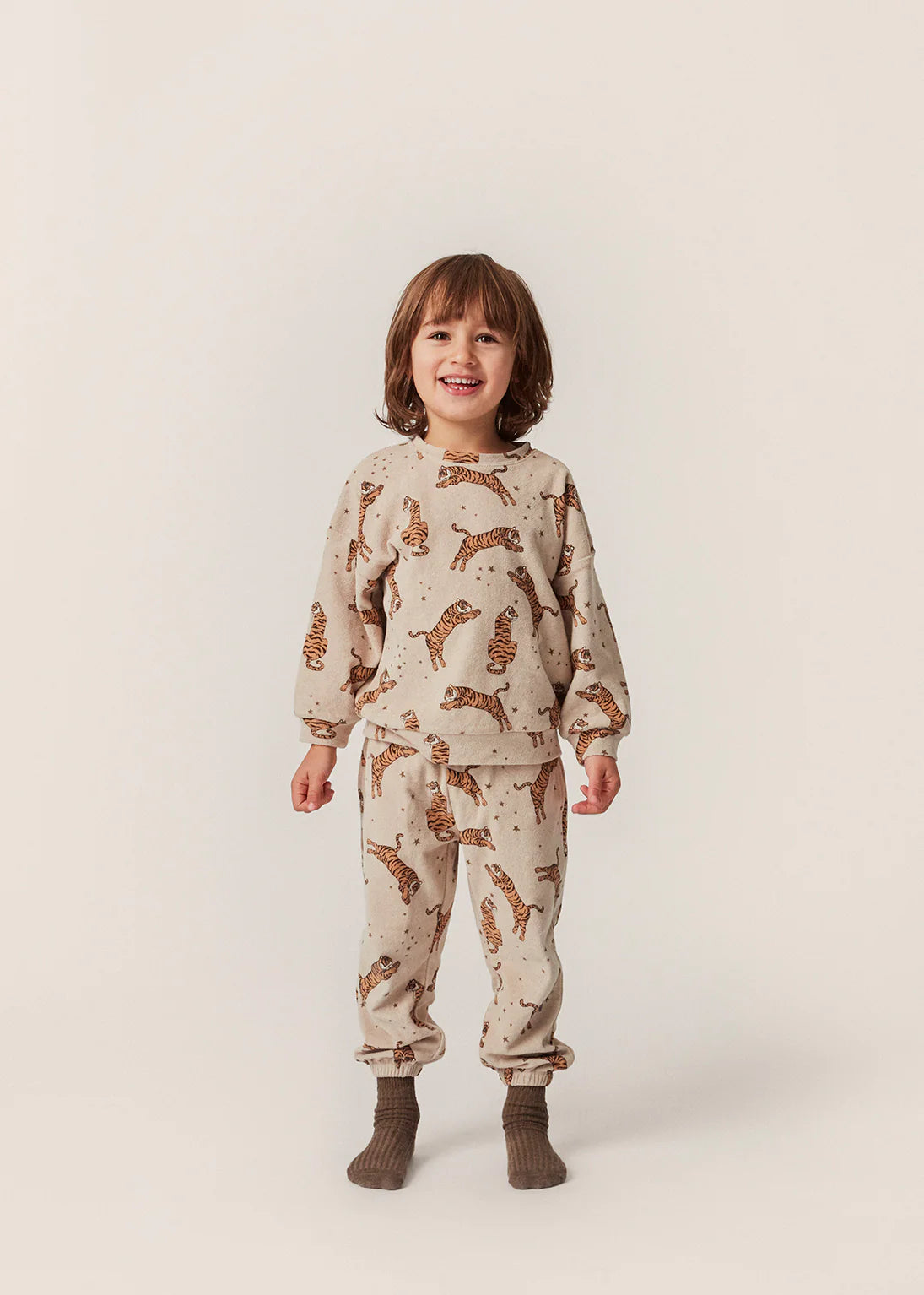 Kid's organic cotton sweatshirt Itty Tiger sand 9m-10y Konges Slojd