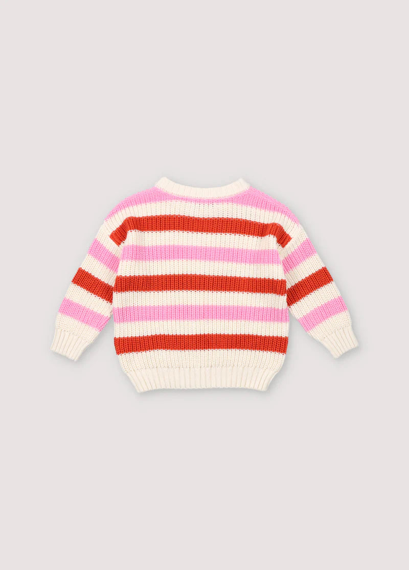NEW Παιδικό πουλόβερ Leto με ρίγες ροζ-κόκκινο 12 ετών The New Society