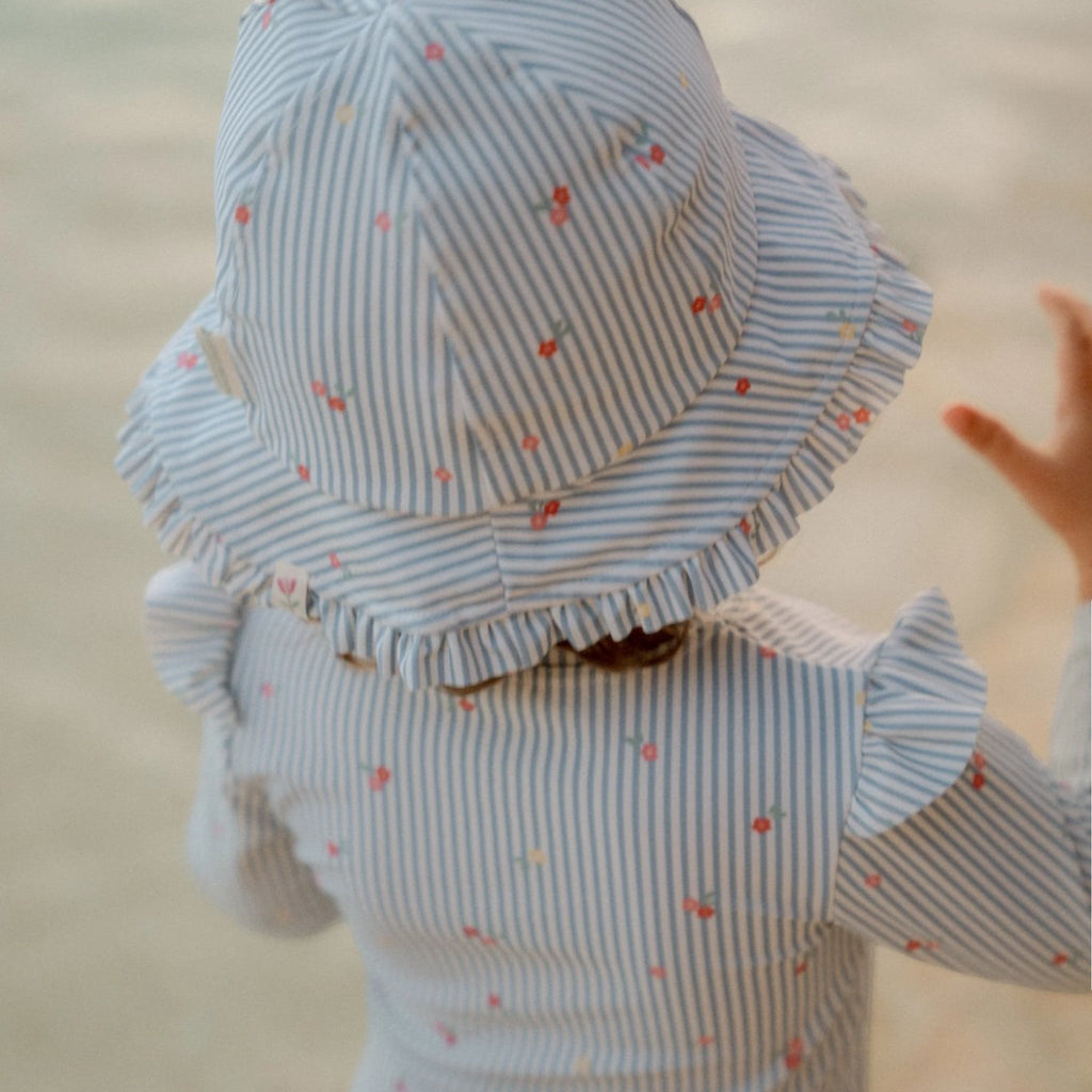 Children's reversible sun hat Sunny Flowers Blue-Little Dutch 3M-4Years