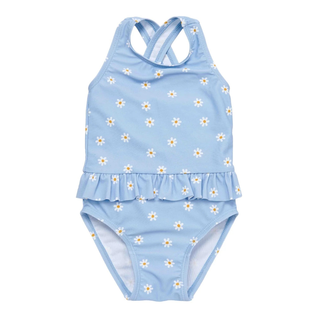 Kid's one-piece swimsuit with UV50 protection Daisies Blue (new) 9M-4Y Little Dutch