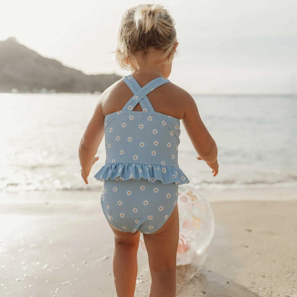 Kid's one-piece swimsuit with UV50 protection Daisies Blue (new) 9M-4Y Little Dutch