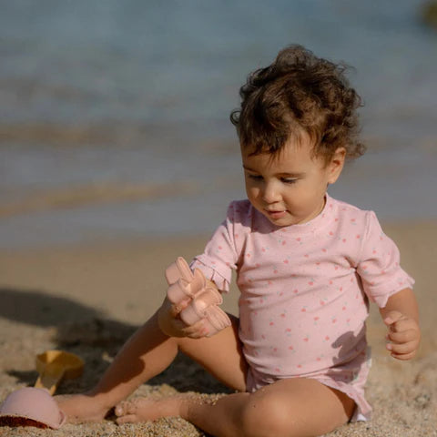 Children's swimsuit short-sleeved T-shirt with UV protection Sunny Flowers Blush 6M - 4Y Little Dutch