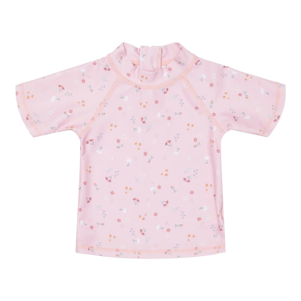 Παιδικό μαγιό κοντομάνικο μπλουζάκι με προστασία UV Little Pink Flowers size 3Μ-6Μ Little Dutch