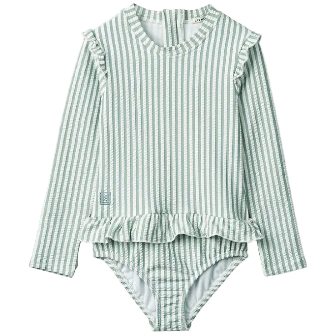 Sille seersucker siwmsuit - Sea blue / White stripes - Newborn-2Years Liewood