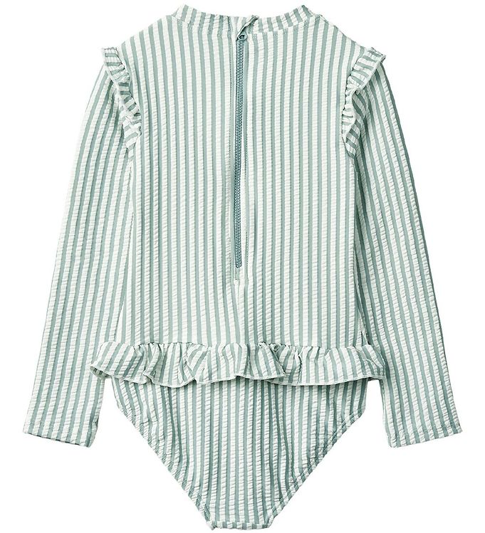 Sille seersucker siwmsuit - Sea blue / White stripes - Newborn-2Years Liewood