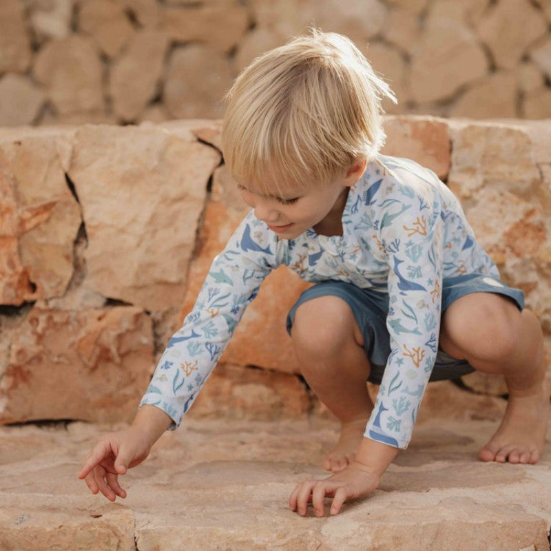 Swim t-shirt long sleeve +UV Ocean Dreams Blue 9M-4Y Little Dutch