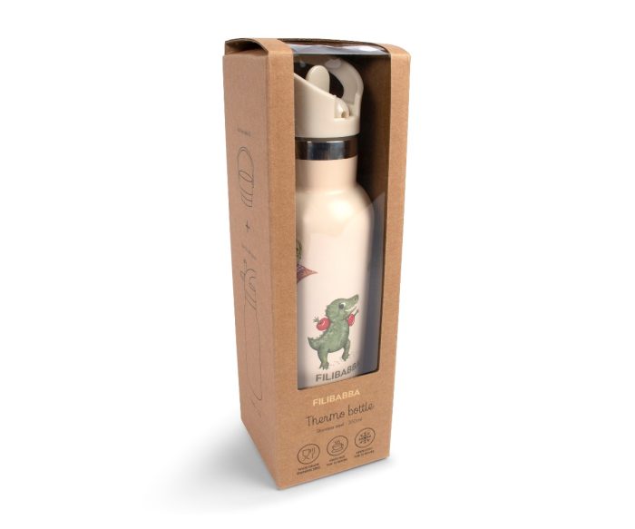 Stainless steel water bottle -  Dino Beach 350ml Filibabba
