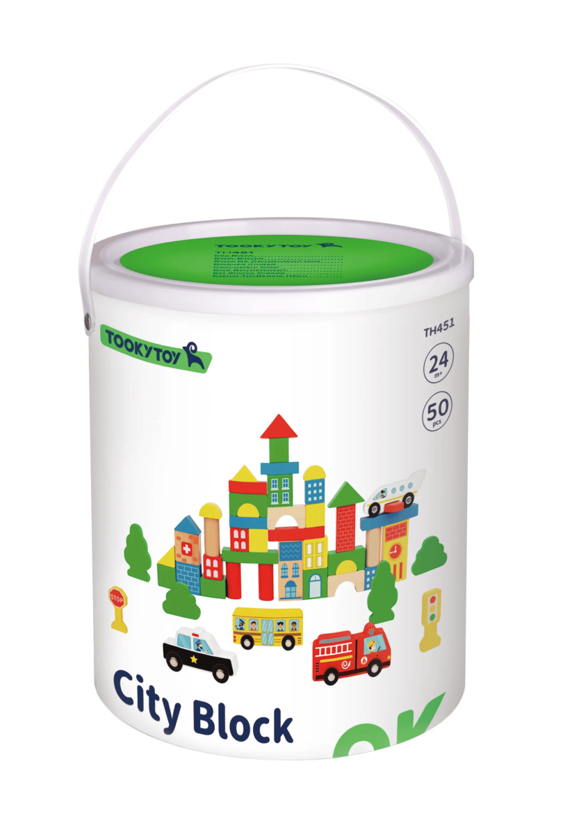 Children's toy set of 50 Wooden City Blocks +2 years Tooky Toy