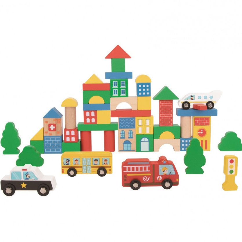 Children's toy set of 50 Wooden City Blocks +2 years Tooky Toy