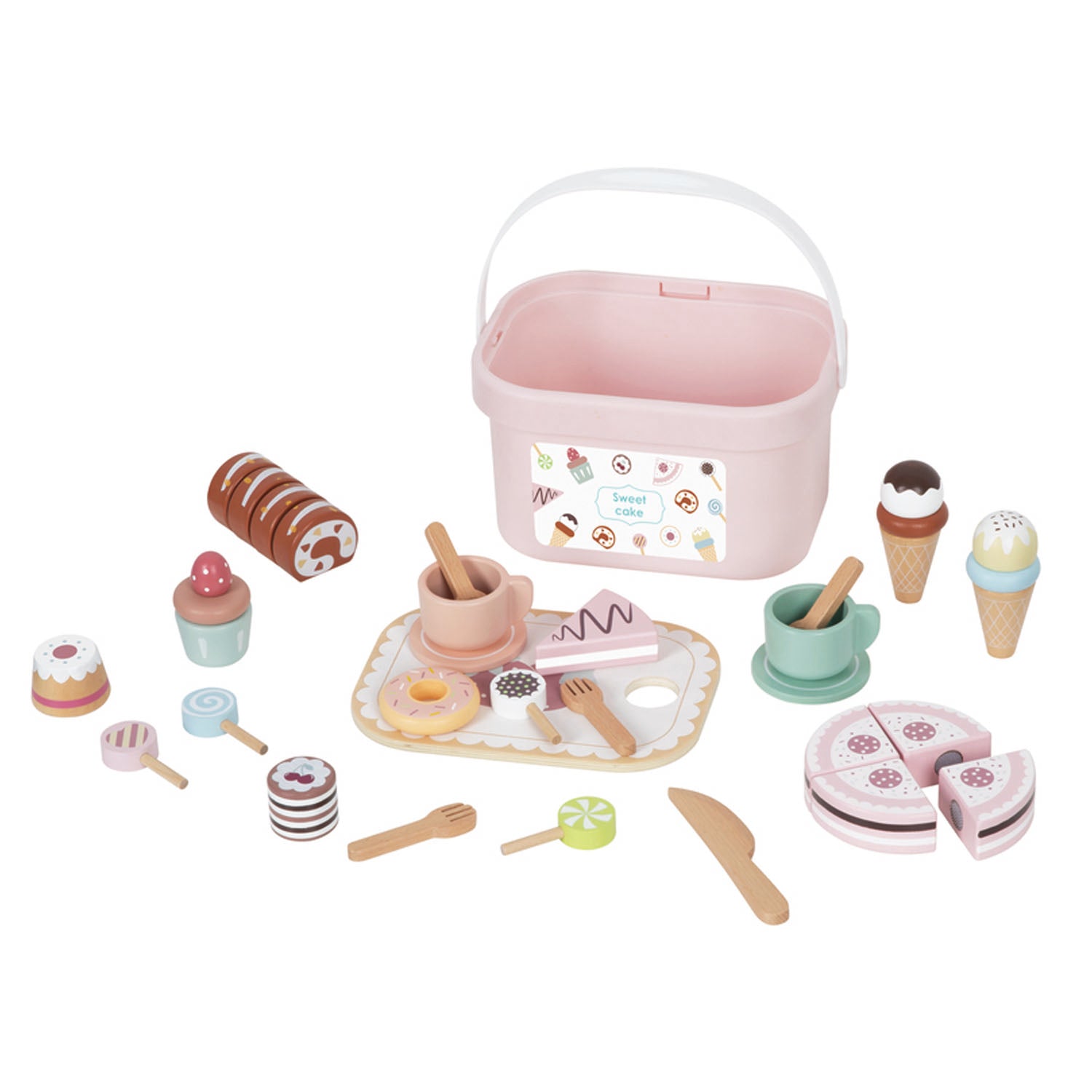 Παιδικό παιχνίδι ξύλινο σετ τσαγιού και γλυκών +3 ετών 21,8x15,4x12cm Tooky Toy