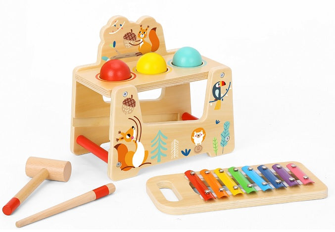 Ξύλινο παιδικό παιχνίδι πάγκος μεταλλόφωνo 21x13x22cm 12M+ Tooky Toy