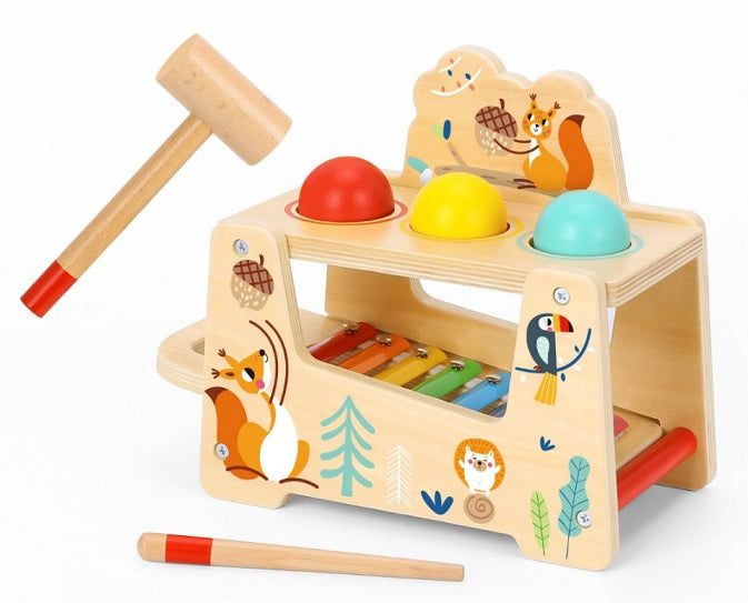 Ξύλινο παιδικό παιχνίδι πάγκος μεταλλόφωνo 21x13x22cm 12M+ Tooky Toy