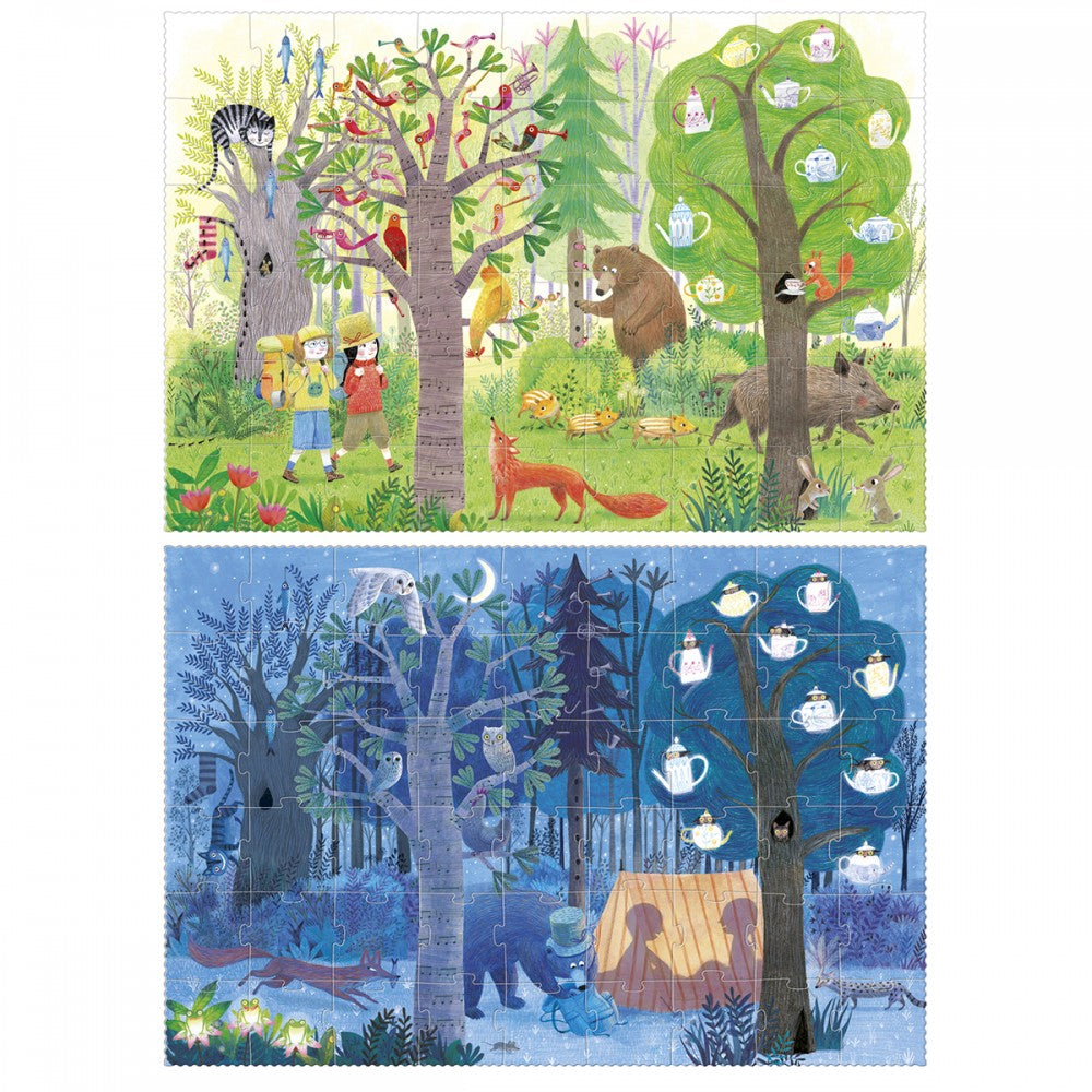 Night And Day In The Foret - 54 Pcs - Reversible Puzzle +5 years Londji
