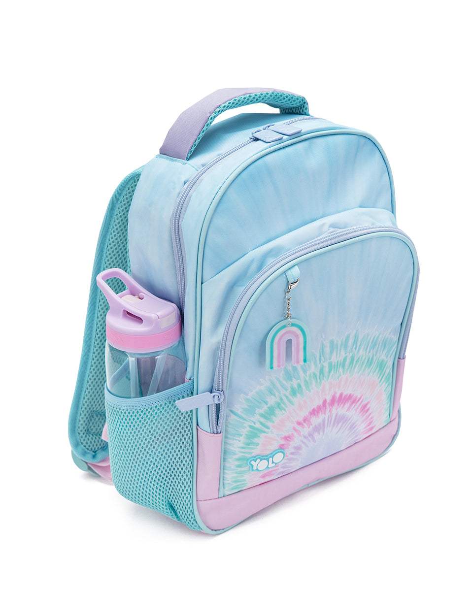 Παιδικό σχολικό σακίδιο Rainbow Tie Dye με μπρελόκ 4-7 ετών 38x26x16cm YOLO