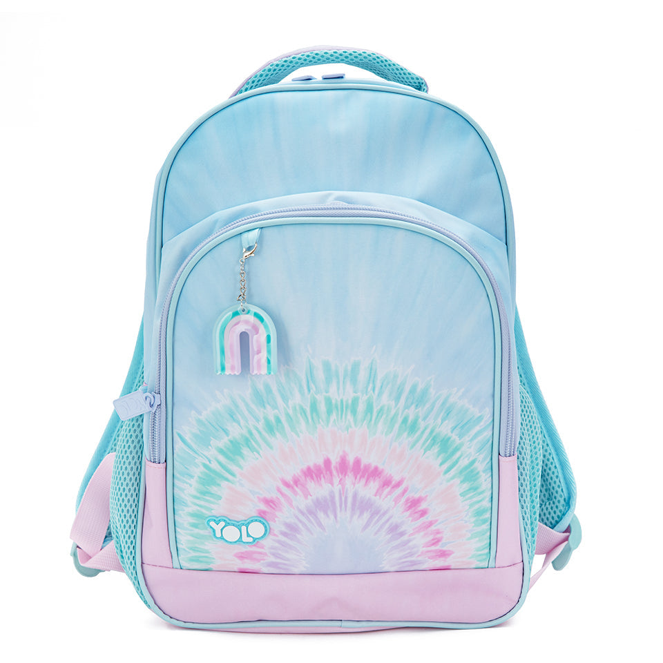 Παιδικό σχολικό σακίδιο Rainbow Tie Dye με μπρελόκ 4-7 ετών 38x26x16cm YOLO