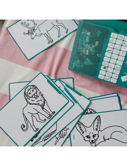 Παιδικό Tablet ζωγραφικής με οθόνη LCD (30 κάρτες) +4 ετών - Animals Around The World KIDYWOLF