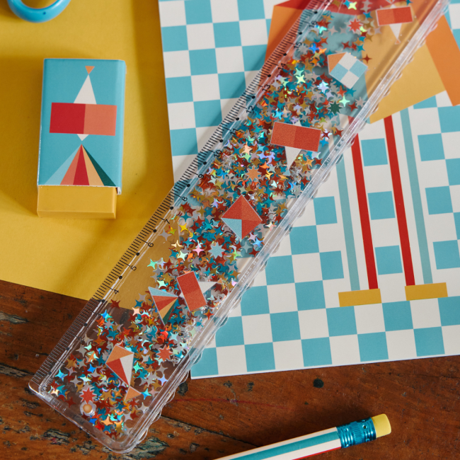Transparent ruler with liquid glitter 20cm
